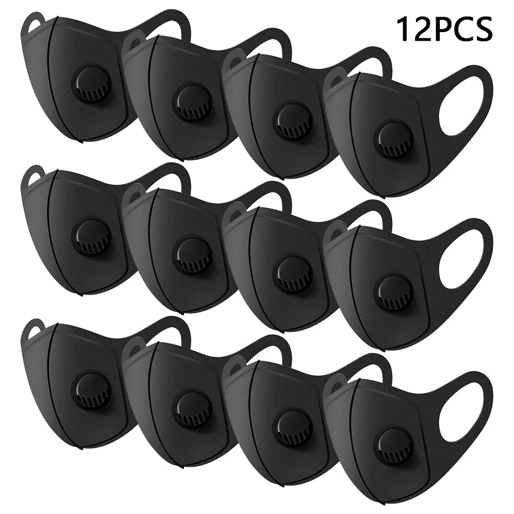 

12PCS PM2.5 Dust Mask Respirator Masks Replaceable Activated Carbon Filters Cycling Sport Motorcycle Face Mask Reusable F