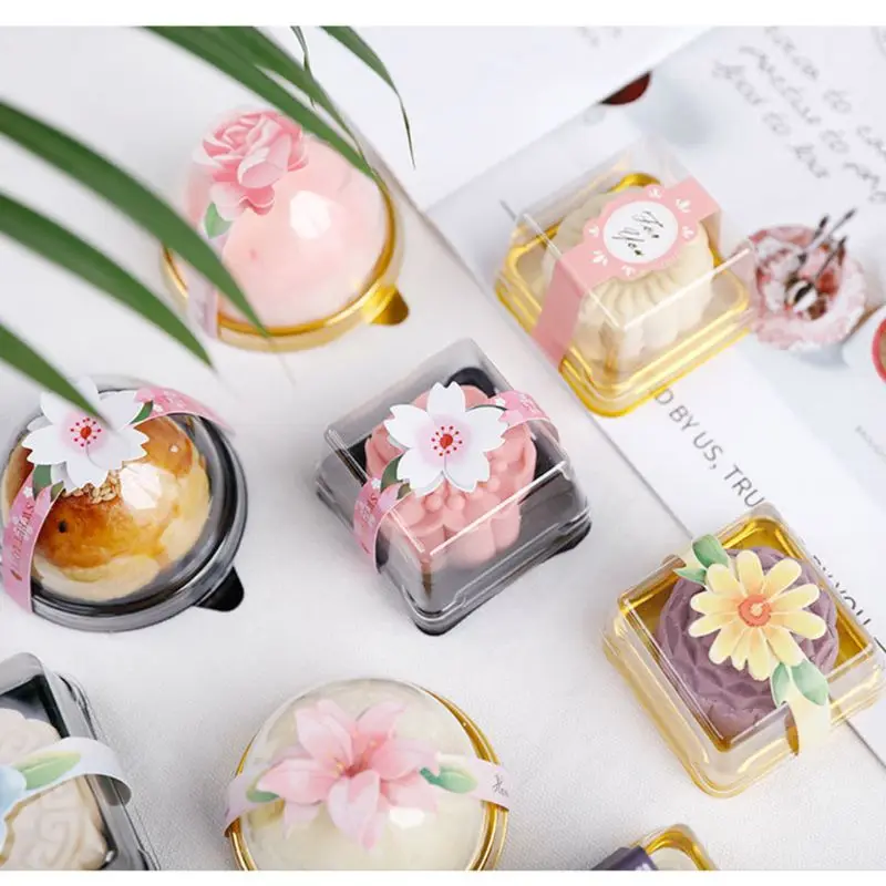 

50pcs 63/100g Square Moon Cake Trays Mooncake Package Box Container Holder Mid-autumn Festival Gift Party Supplies For kitchen