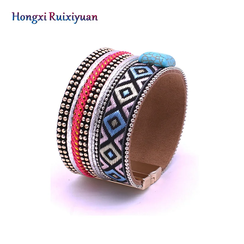 Кожаный браслет богемский кожаный Кристальный магнит горного хрусталя браслеты