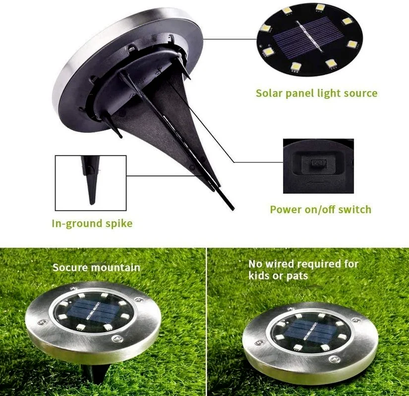

Solar Garden Lights 1/4/8/16 PCS LED Solar Ground Lights Waterproof Light Underground Sensing Landscape Lights for Lawn Pathway