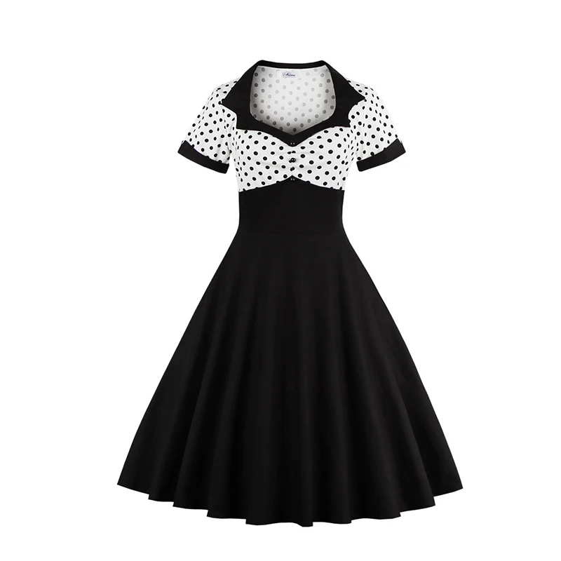 

Womens Vintage Style 50s 60s Polka Dot Rockabilly Retro Dress Cocktail Party Swing Dress