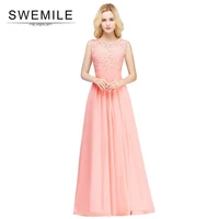 lace chiffon bridesmaid dresses women long a line pink wedding party dresses for weddings guests formal gowns vestidos para boda