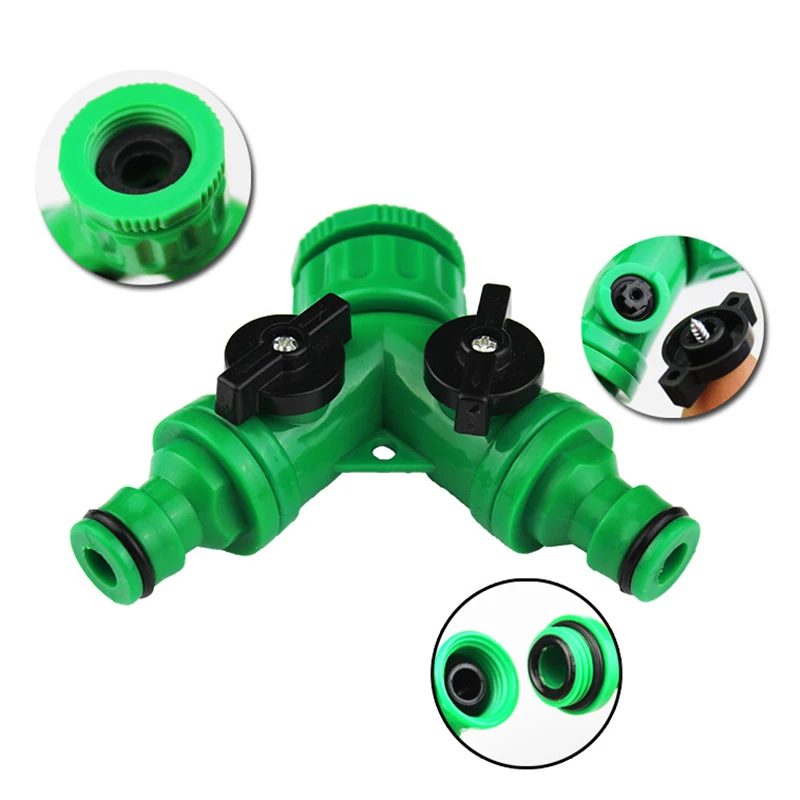 

Water Hose Tap Splitter 2 Way Quick Connector Y Type Adapter Garden Faucet Adaptor Pipe Outlet Drip Irrig Valve