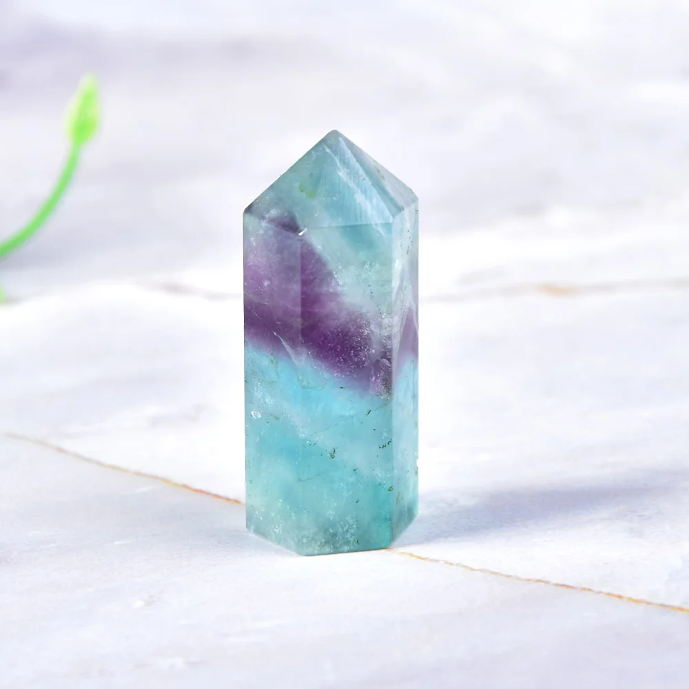 

1PC Natural Fluorite Crystal Hexagonal Column Crystal Point Healing Wand Mineral Crystal Home Decoration Stone DIY Gift 5-6cm