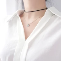 silver personality versatile round brand choker necklace japanese and korean pendant simple chic short clavicle chain 925 pure