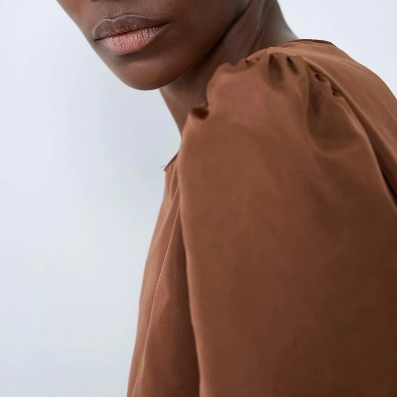 ZA/Новинка 2020 года модное платье для женщин Лидер продаж круглый вырез длинный