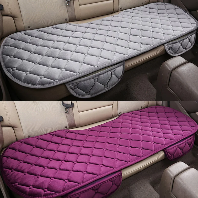

Car Seat Coves Protector Mat Auto Rear Seat Cushion Fit Most Vehicles Non-slip Keep Warm Winter Plush Velvet Back Seat Pad