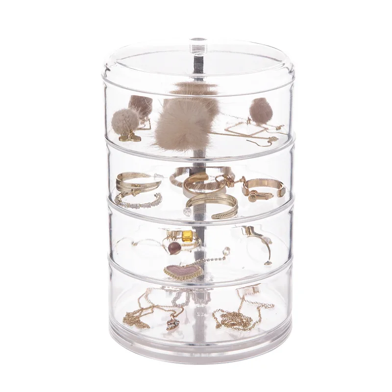 

360 degree rotating jewelry box simple girl desktop adjustable storage rack accessories bracelet head rope makeup storage box