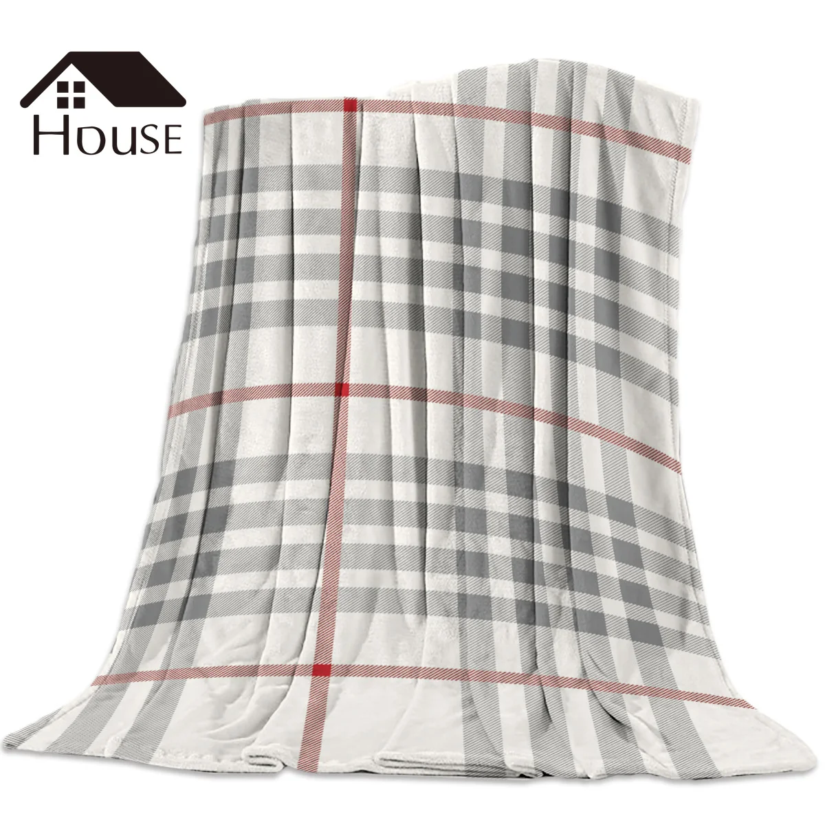 Классический бежевый плед с геометрическим принтом сон одеяло мягкие удобные