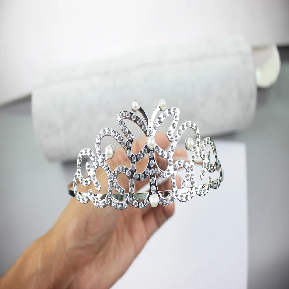 

New Girl Elegant Crown Hairbands Silver Color Pearl Headwear Fashion Hair Accessories For Wedding Bridal