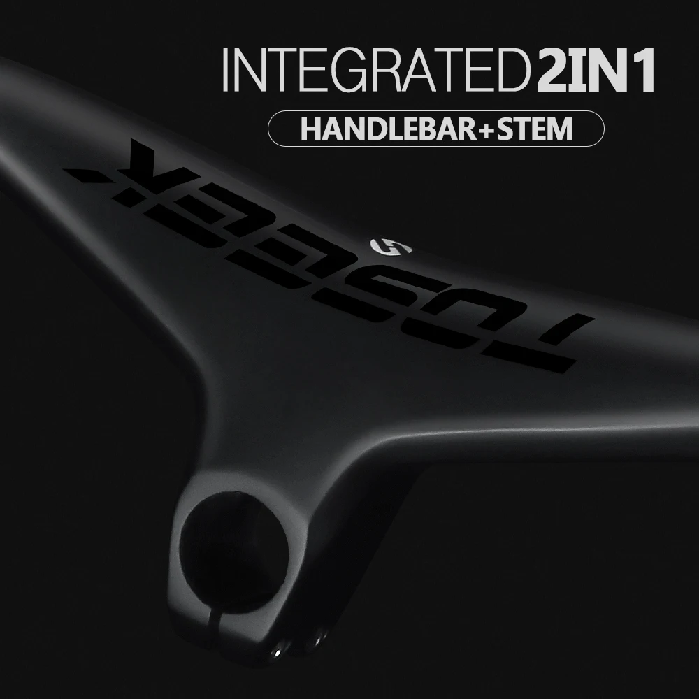 TOSEEK Mtb Handlebars And Stem 28.6mm-17Degree Carbon Integrated Handlebar For Mountain Bike 660~80070/80/90/100mm Bicycle Parts | Спорт и