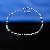 hot sale classic simple small round ball bead bracelets 925 sterling silver plate bracelet chain for women bracelet jewelry