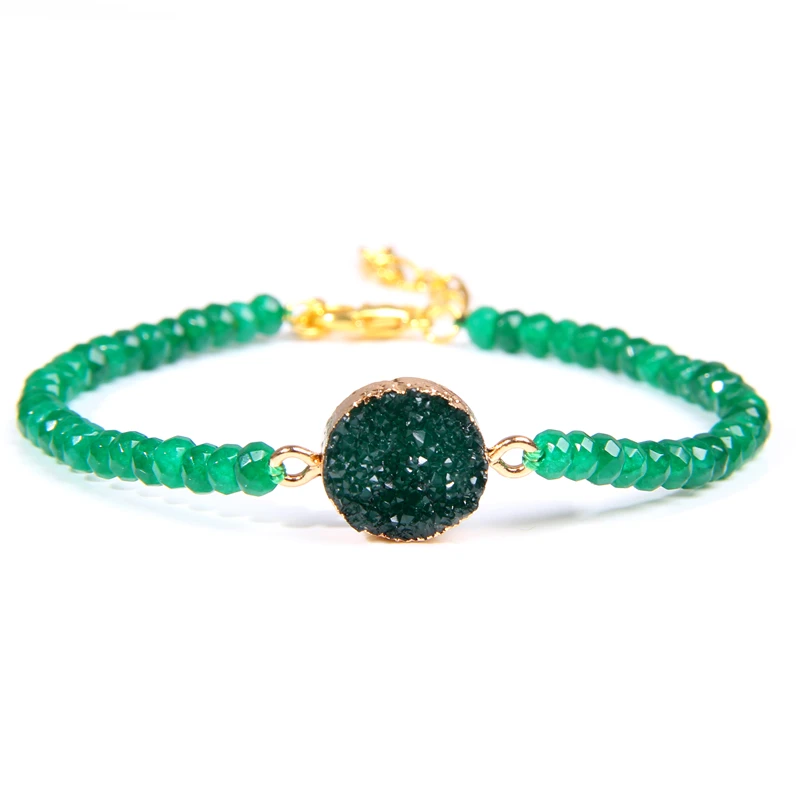 Натуральный микро граненый зеленый кварц бусины браслет мода блестящие темно