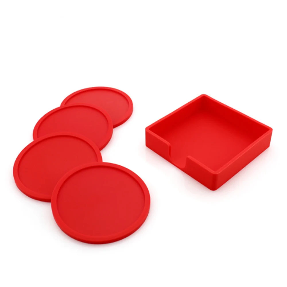

4Pcs Non-slip Silicone Drinking Coaster Set Holder Cup Coaster Mat Set