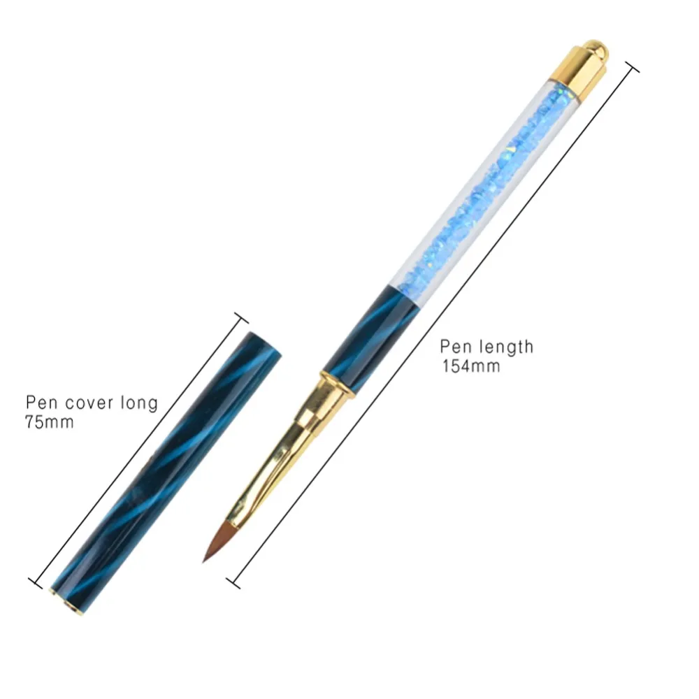

1 PCS Cat Eye Rhinestones Acrylic Handle Design Nail Art Brush Pen Drawing Line Painting Gradient UV Gel Polish Manicure Tool