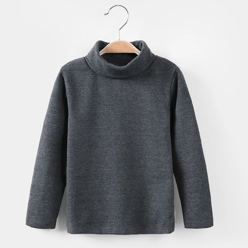 solid dark gray Новые осенне-зимние футболки для мальчиков и девочек 17 цветов, стильные детские топы с длинными рукавами для девочек, футболка одежда для малышей и больших детей унисекс - Цвет: solid dark gray