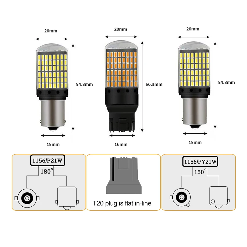 Светодиодная лампа для парковки 1157 Bay15d BA15S 1156 P21w Auto P21/5W 12V 3528 ChipsRed Yellow|Сигнальная