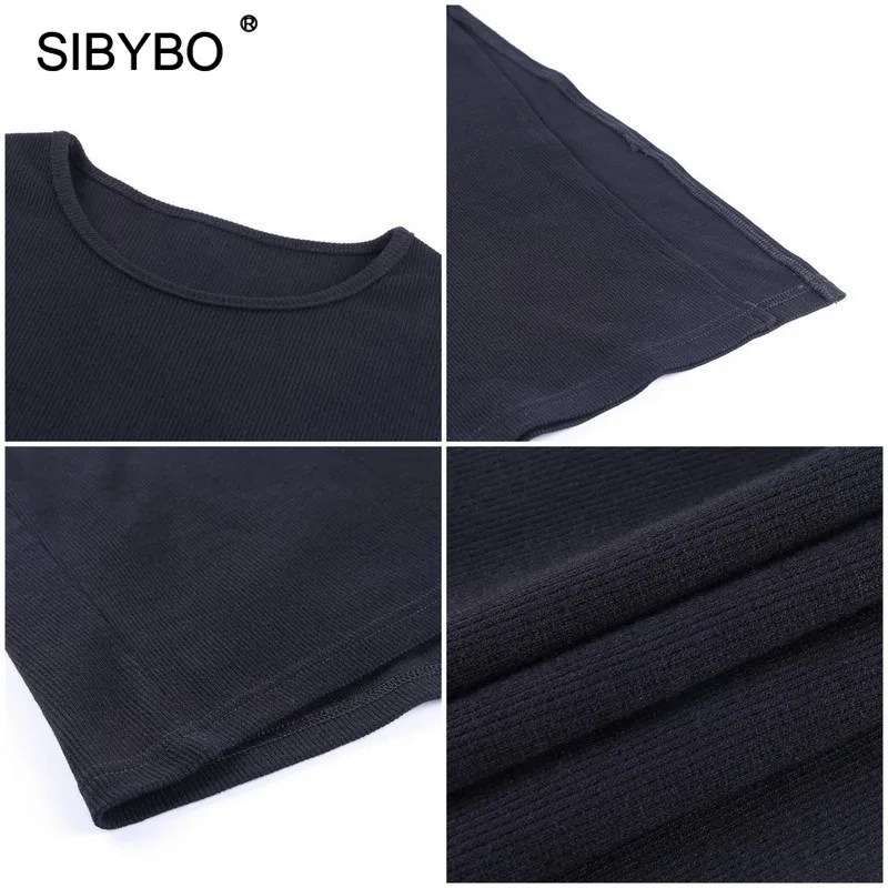 Женское Трикотажное короткое платье Sibybo черное облегающее на молнии без рукавов