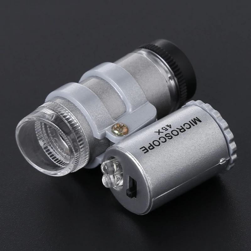 

45X Jewelers Loupe Magnifier Mini Microscope Magnifying Pocket w/ LED Light