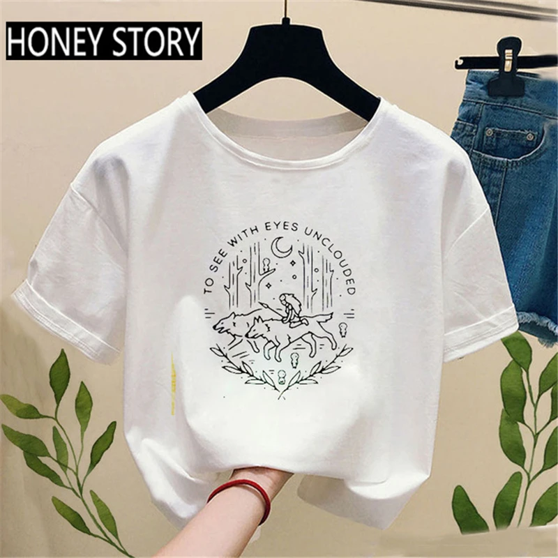 

Japanese Anime Princess Mononoke Print T-shirt Ghibli Studio Tshirt Women Casual Short Sleeve Tee Shirt Harajuku T-shirts