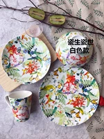 christmas wedding spanish ceramic tableware western dishes auspicious flowers parrots decorative dishes bowls and cups black