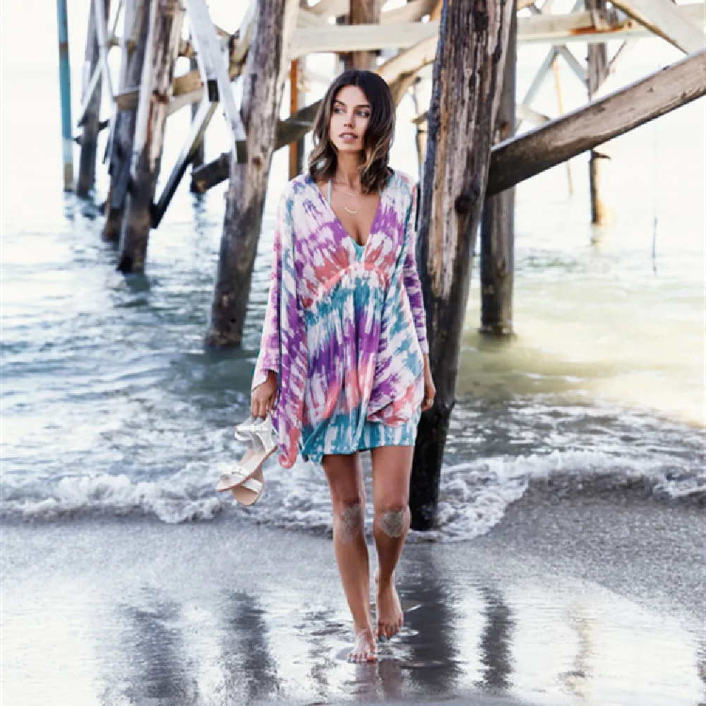 Новые поступления Пляжная накидка вискозный купальный костюм туника платье для