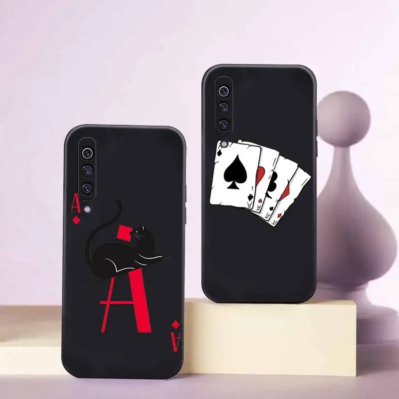 

Poker Playing Card Game Phone Case Black Color For Samsung s21 ultra s20 fe s10 Note 20 10 Plus a52 a32 a12 a72 a71 Cover Funda