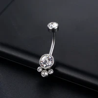 2pcs navel belly button ring for women girls titanium steel zircon sexy drop dangling belly navel piercing body jewelry