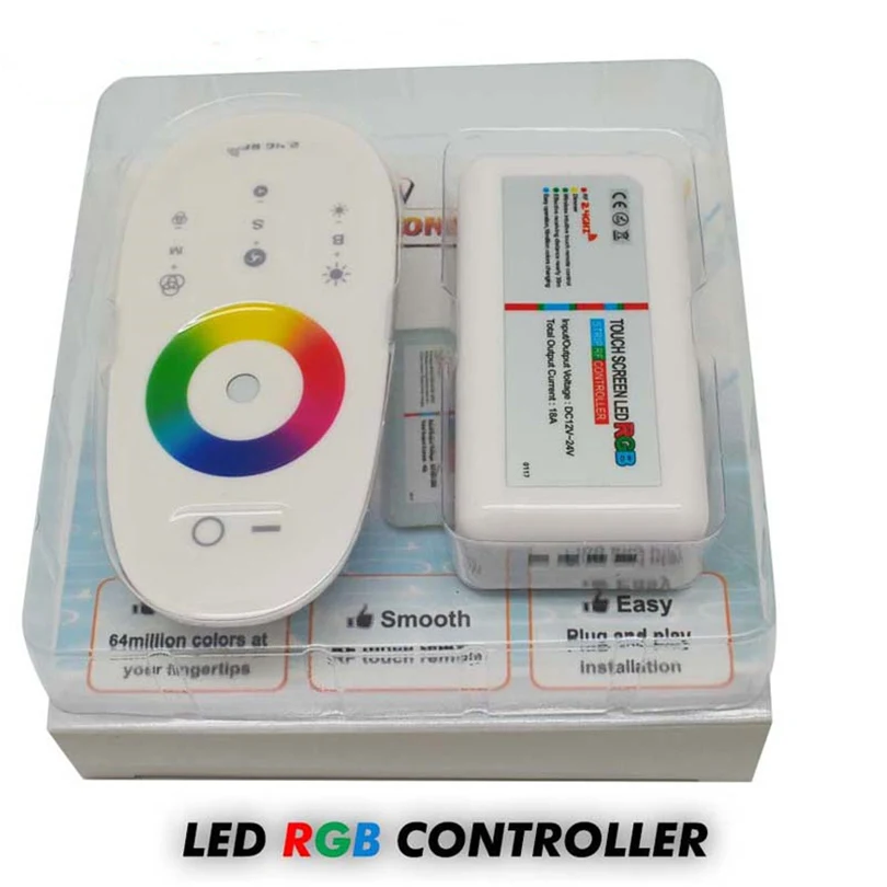 

1set/lot DC12-24V 18A RGB/RGBW LED Controller 2.4G Touch Screen RF Remote Control For 5050/3528 RGB LED Strip/Bulb/Downlight