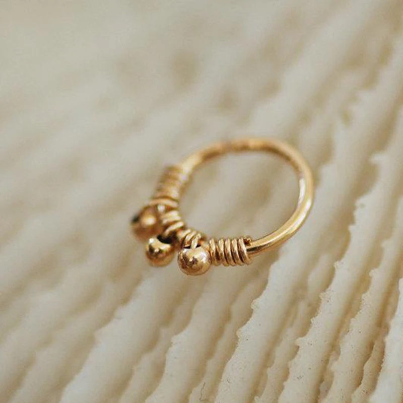

Gold Real Piercing Nose Ring Handmade Jewelry Gold Filled Nose Rings Faux Vintage Charm Hoop Fake Piercing Grillz Punk Jewelry