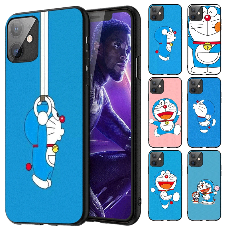 Мягкий черный чехол для iPhone 5 5s SE 6 6s 7 8 Plus 11 Pro X XR XS Max милый Doraemon|Чехлы-накладки| |