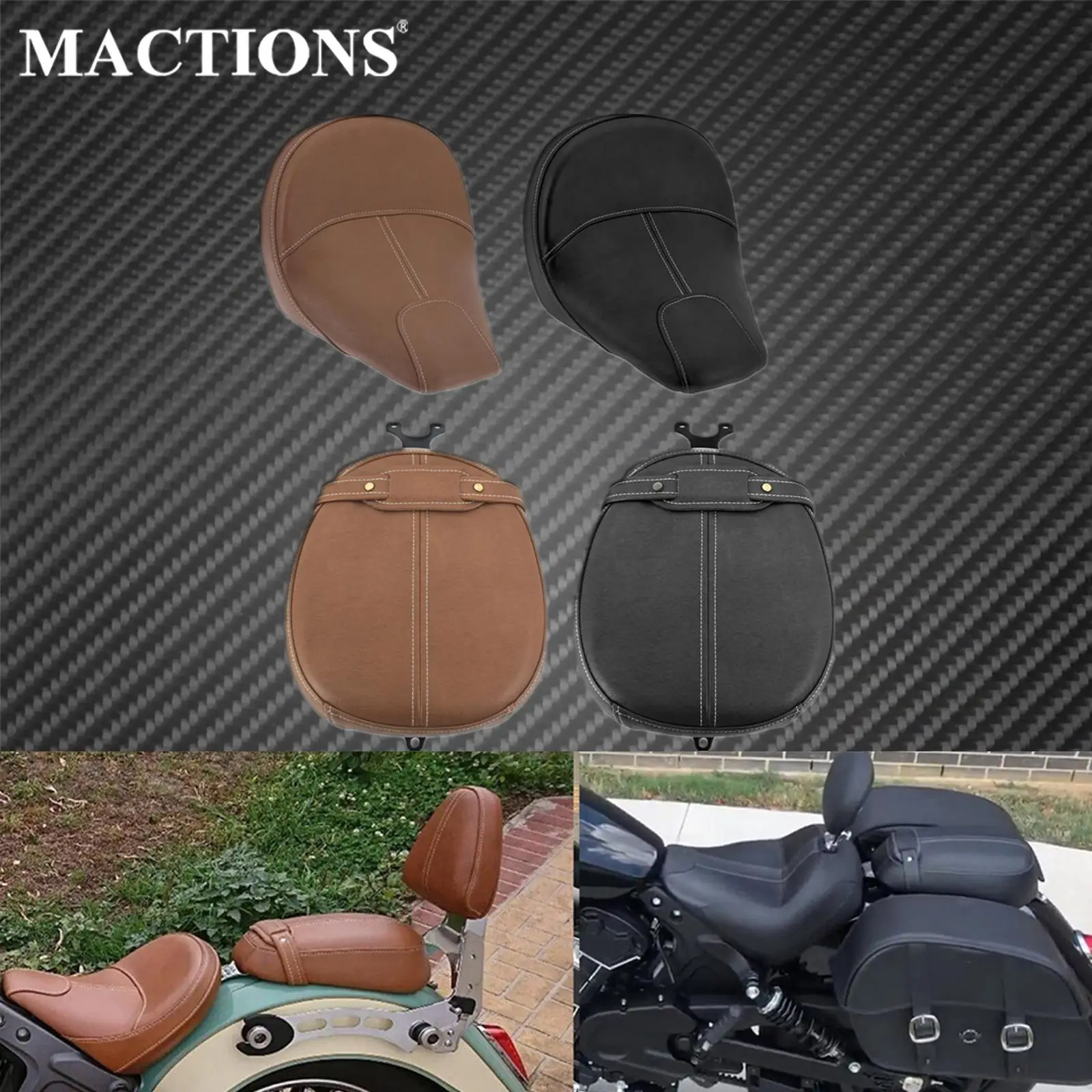 Motorcycle Leather Black/Brown Front Rear Passenger Seat Saddle Pillion Seat For Indian Scout 2015-2020 Scout Sixty 2016-2020