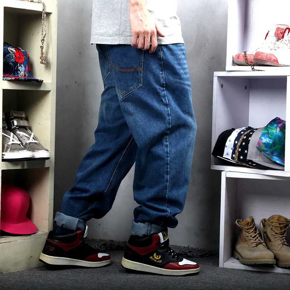 New Fashion Plus Size Harem Jeans Men Straight Loose Baggy Denim Pants Hiphop Streetwear Trousers