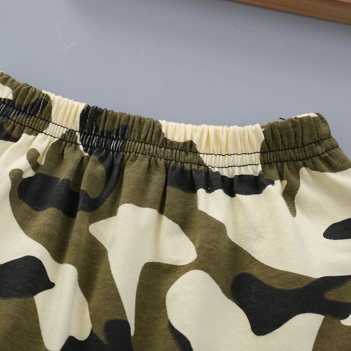 

DADDYS BOY Letter Print Camouflage Clothes Set Baby Kids Boy Camouflage Hoodie Tops Pullover +Shorts Pants Outfits