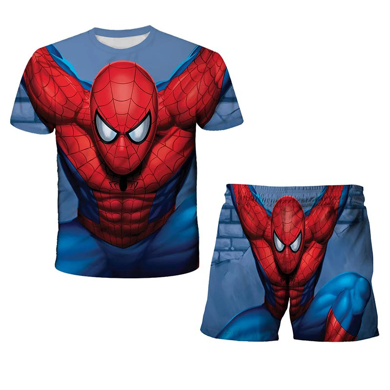 

Summer Spidermαn T Shirt Cartoon Teen Clothing Super Hero Toddler Boys Sets Children Boy Girl Clothes Cool Tshirts Pants Sets
