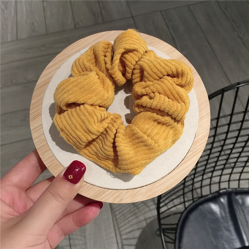 Женские теплые вельветовые большие резинки для волос однотонные мягкие