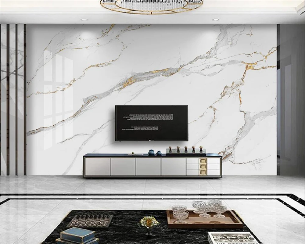 

beibehang Customized modern new gold foil simple marble pattern jazz white slab TV background papel de parede wallpaper