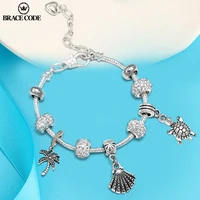 high quality silver plated love extension chain with coconut tree shell charm bracelet suitable for women children jewelry gifts