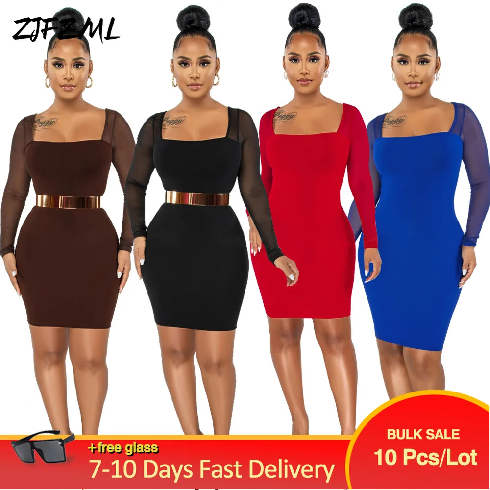 

Оптовая продажа, большие партии сексуальных женских клубных мини-платьев для вечерние, весенне-осеннее Сетчатое прозрачное облегающее пла...