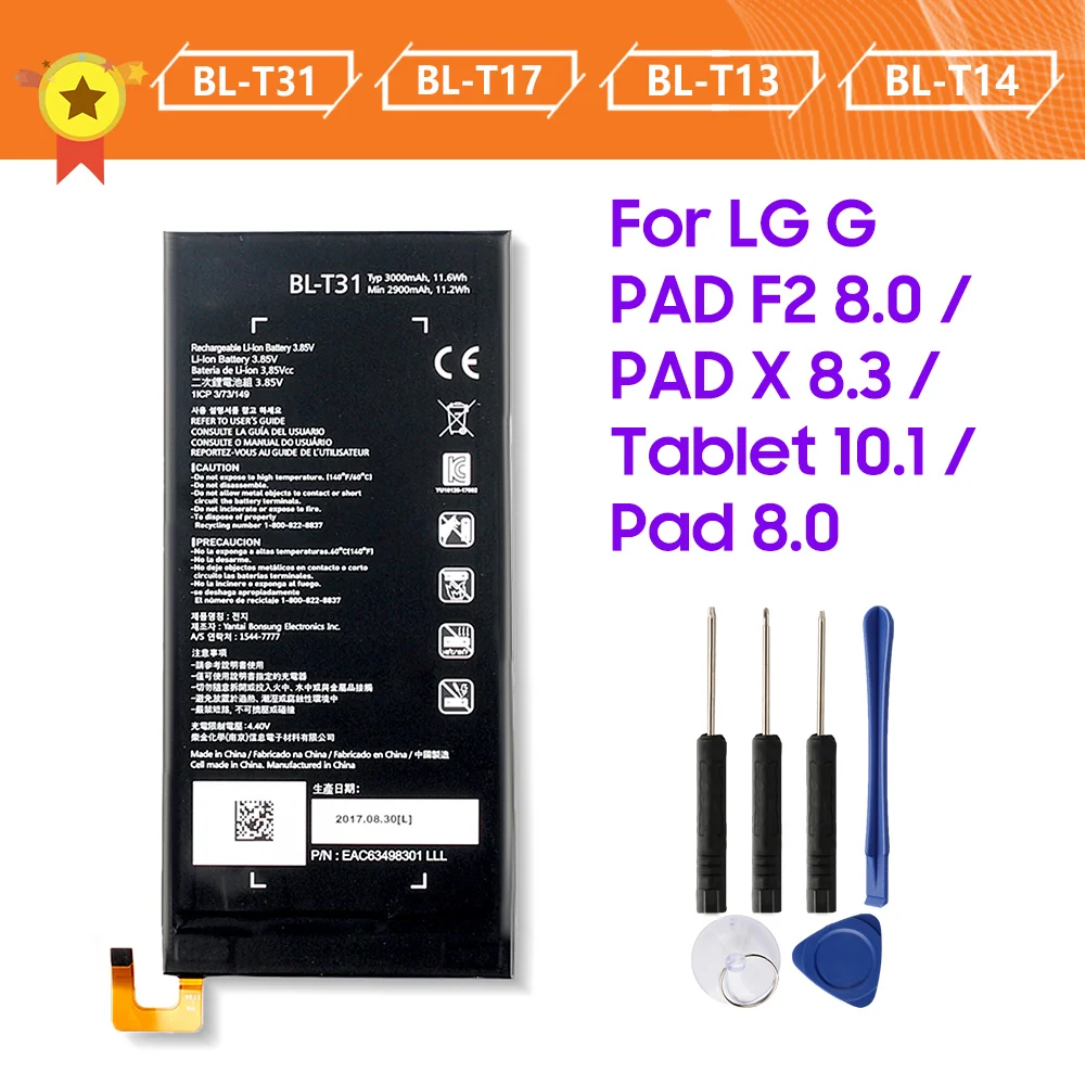 

Original Battery BL-T31 BL-T13 BL-T14 BL-T17 for LG G PAD X 8.3 VK810 VK815 VK500 V522 V520 Table PC G Tablet 10.1 V700 Pad 8.0