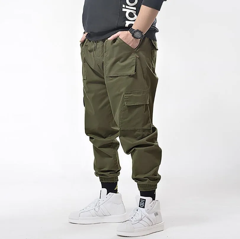 

Men Elastic Waist Multi-Pockets Pants Army Uniform Plus Size 7XL Cargo Pants Military Tactical Man pant Loose trousers 2021 w746