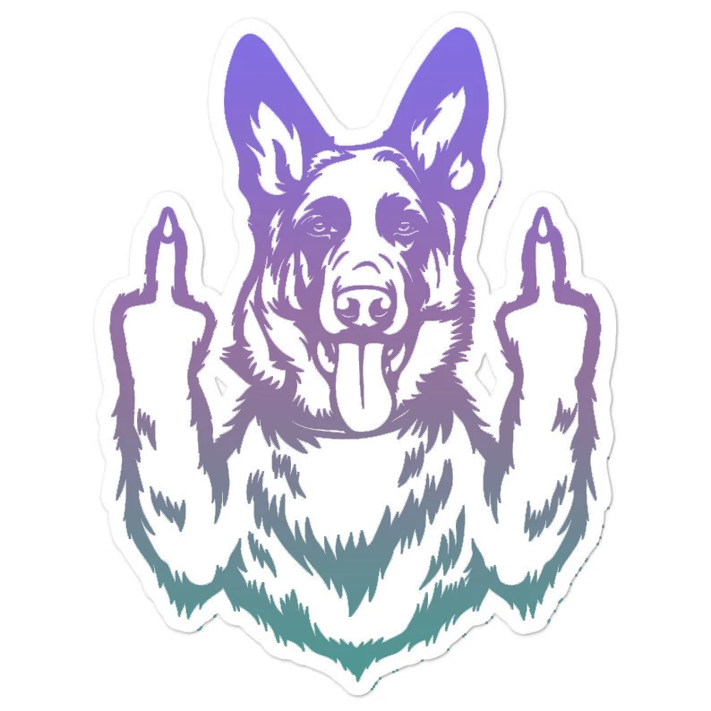 

K9 Middle Finger Police Dog German Shepherd Sticker Cool and Creative CarBody Window Helmet Laptop,Carwindow, Motorcycles,