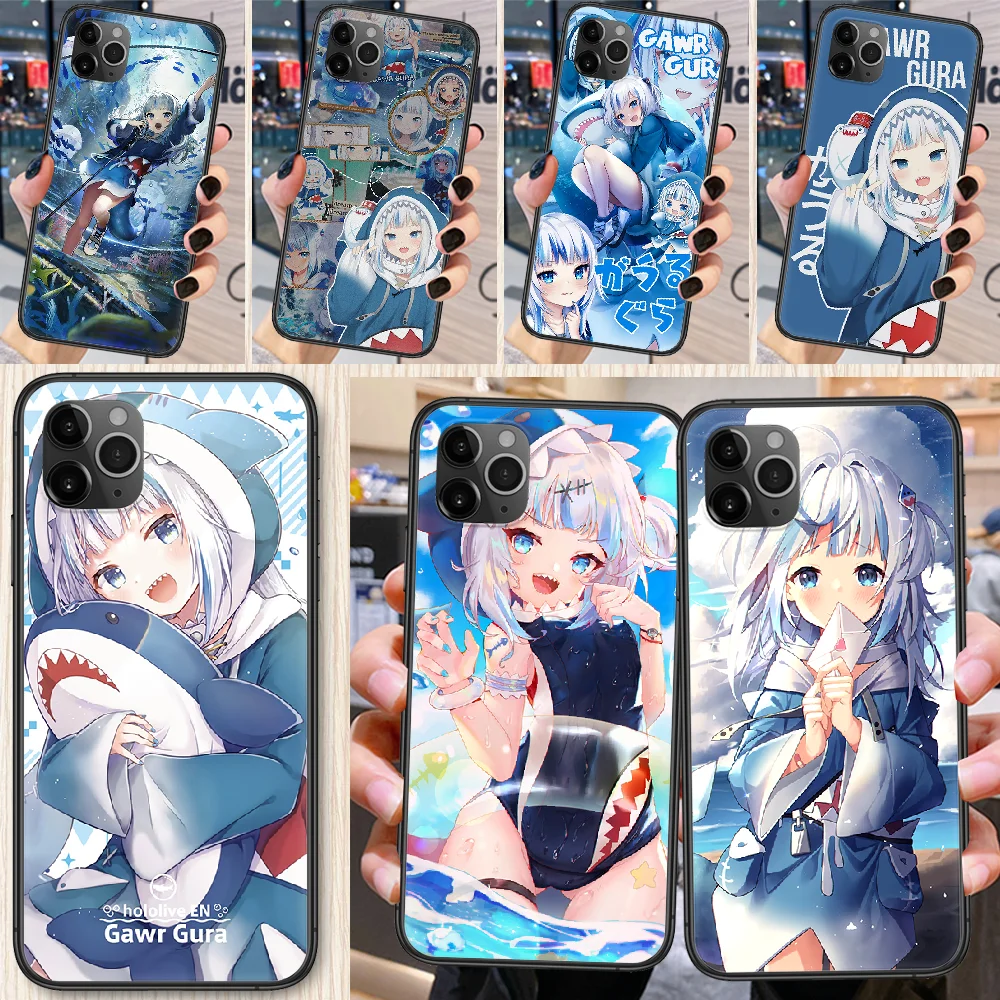 Чехол для телефона Gawr Gura Girl Shark iphone SE 2020 6 6S 7 8 11 12 13 Mini Plus X XS XR Pro Max Черный Модный
