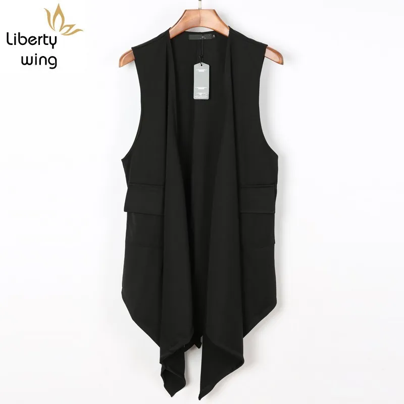 Мужские жилеты Сезон весна-осень Черный кардиган без рукавов куртка для