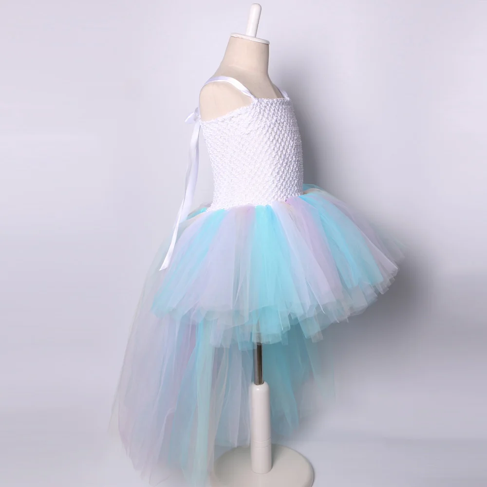 Pastel Rainbow Girls Tutu Dress Unicorn Girl Birthday Party Up with Headband Child Kids Princess Halloween Costumes | Детская одежда и