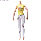 1 комплект = желтая майка + белые модные брюки, костюмы для летних кукол с цветочным принтом, одежда для девочек, игрушки, подарки, высокое качество