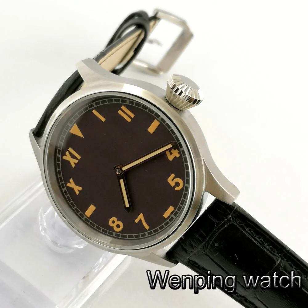 Мужские классические роскошные механические часы 43 мм темно кофейный циферблат