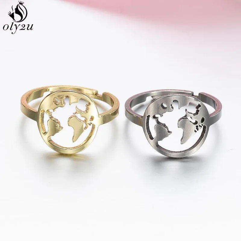 Готическая карта мира кольцо из нержавеющей стали Панк Хип хоп серебряный цвет