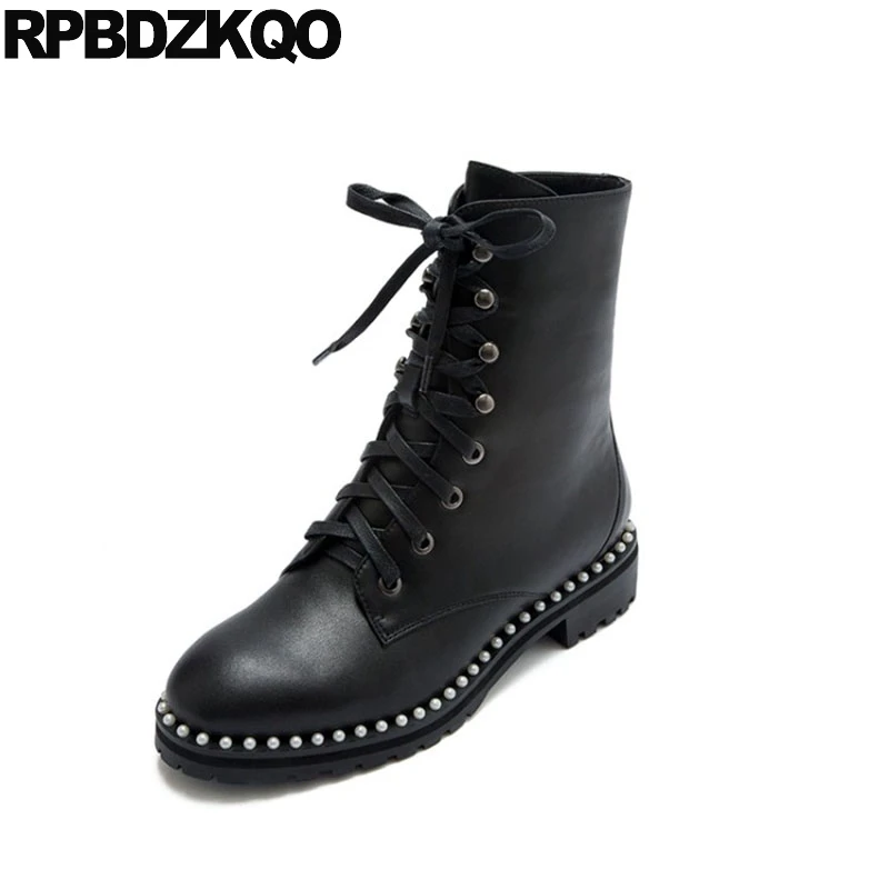 Женские осенние ботильоны из натуральной кожи и замши в стиле милитари