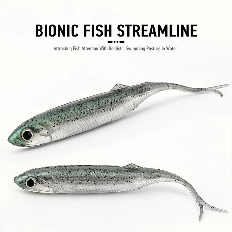 Ardea Soft Lure 105/75mm Minnow Fox Tail Shad Silicone Bait Artificial Bionic Noise Sequins Bass Perch Fishing Tackle